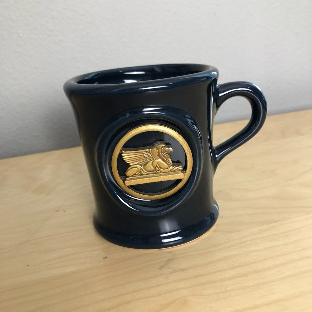 Vintage JOSTENS LINDOR Griffin Coffee Mug - Black Gold Winged Lion